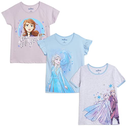 Disney Frozen Elsa Princess Anna Big Girls Girls 3 Pack Graphic T-Shirts Purple/Blue/White 14-16 #TOP22