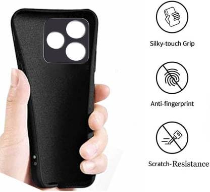 Image of A rtistque Liquid Silicone Back Cover Case for Realme C53 Shockproof TPU Soft Flexible with Camera Protection - Black
