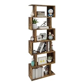 6-Tier Geometric Bookcase,...