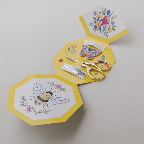 Image of Garden Friends Embroidery Kit - Nature-Inspired Designs + Quilt Pattern - Complete DIY Set with Birds, Bees, Butterflies & More - Beginner-Friendly Needlework Kit