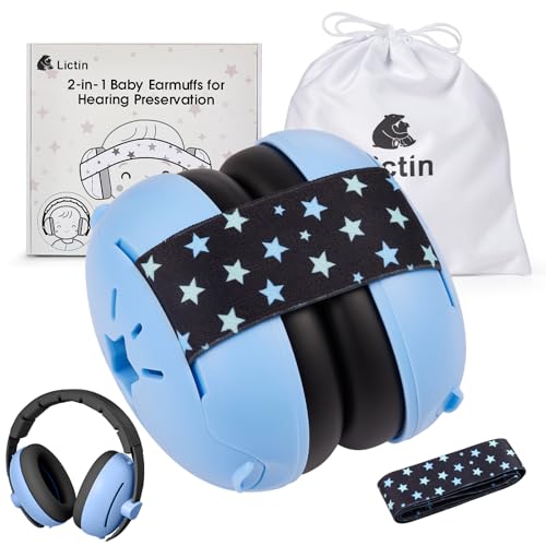 Image of Lictin 2-in-1 Baby Earmuffs Noise Protection, Infant Noise Cancelling Headphones, Adjustable Baby Ear Protection, Star Noise Reduction Earmuffs for Babies and Toddlers up to 4 Years