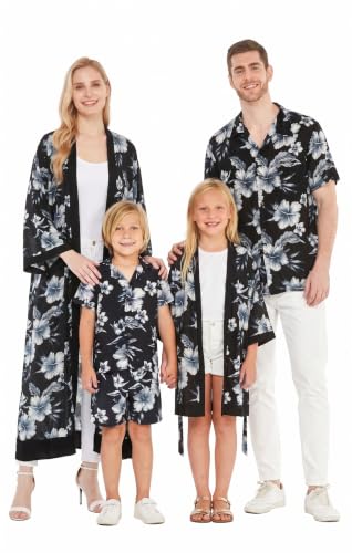 Image of Hawaii Hangover Family Matching Hawaiian Clothes, Midnight Bloom | Family matching Hawaiian outfits, Midnight Bloom, lightweight rayon, machine washable, tropical floral print, luaus, cruises