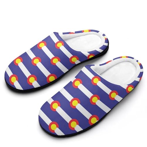 Colorado Flag Women's Cotton Slippers Indoor Outdoor Slip-on Warm House Shoes with Anti-Skid Rubber Sole