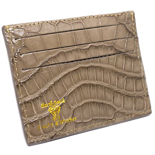 Real Alligator Crocodile Handmade Card Holders Wallet For Men And Women (Beige)2