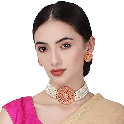 Shining Diva Fashion Latest Choker Design Traditional Stylish Fancy Pearl Necklace Jewellery Set for Women