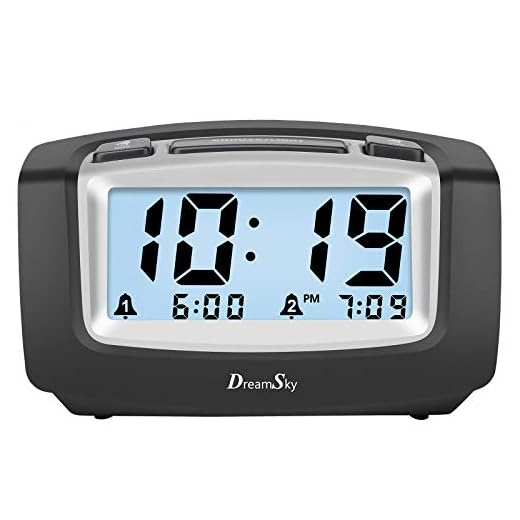DreamSky Dual Alarm Clock with Smart Adjustable Nightlight , Snooze , Large LCD Display , Portable Battery Operated , Ascending Alarms Sound , Simple Operate Clocks for Bedroom and Kids