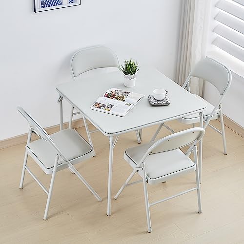 KAIHAOWIN 4-Pack Vinyl-Padded Folding Chair Metal Frame Heavy Duty Foldable Chair with Backrest&Padded Seats for Dining Meetings Wedding Events-White - Image 7