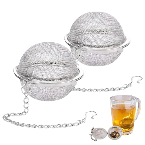 2 Stück Teesieb 4,5 cm Teeei mit Kette 304 Edelstahl Teefilter für losen Tee | feinmaschiger...