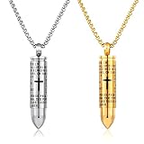 VIUJUH Lord's Prayer Cross Bullet Necklace, Cremation Necklace for Ashes, Celtic Cross Keepsake...