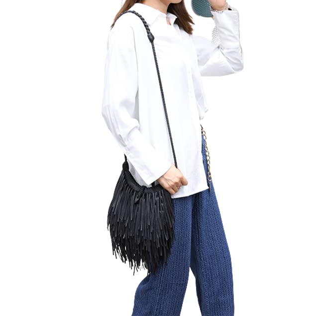 Women Fringe Tassel Crossbody Bag Hippie Boho Leather Shoulder Bag Vintage Western Cowgirl Purse Country Concert Outfits2