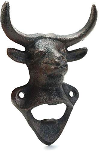 Sungmor Flesopener van gietijzer, robuuste bierflesopener, bullenkop-flesopener – vintage bierflesopener in rustieke… - Afbeelding 3