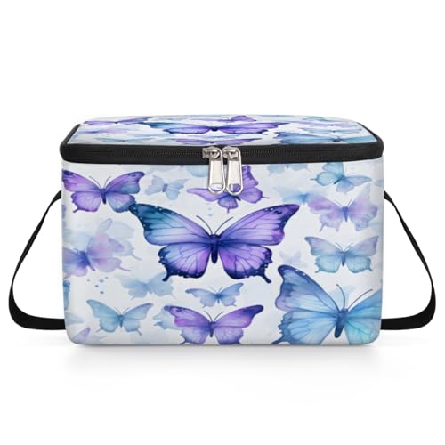 GzLeyigou Beautiful Butterfly Lunch Bags for Women Men 9 Cans, Hot & Cold Food Delivery Bag Insulated Grocery Bag Insulated Lunch Box Butterfly Cooler Bag for Office Work Picnic Beach