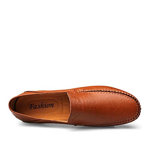 Men's Fashion Driving Loafers Casual Pure Color Flexible Lightweight Boat Moccasins(Hollow Optional)(Brown,10 M US)2