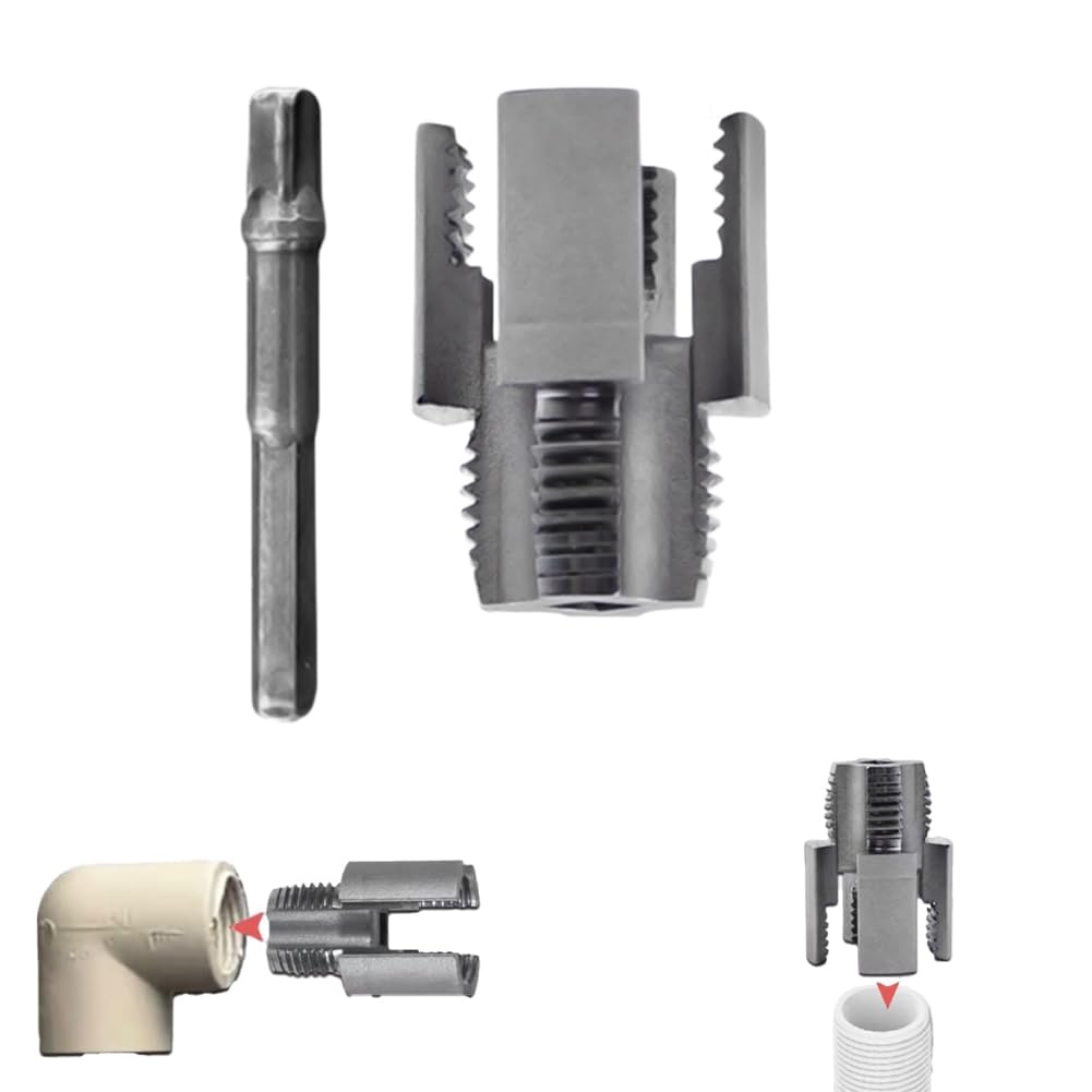 Serplex® 1/2" Pipe Threader Tool for Electric Drill, 2-in-1 Integrated Internal & External Pipe Threading Die Head with Universal Hex Shank, Durable Metal Construction for 1/4" Water Gas Air PVC Pipes-image-13