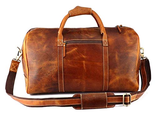 24 Inch Leather Duffel Bags for Men and Women Full Grain Leather Travel Overnight Weekend Leather Bags Sports Gym Duffel for Men Vintage Tan Brown