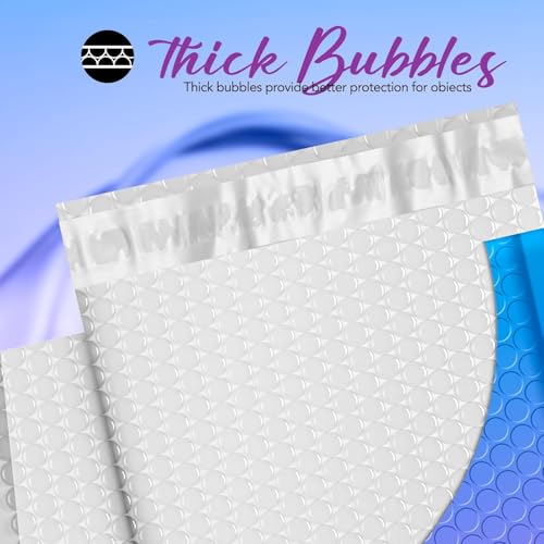 Image of Fuxury Cute Design Bubble Mailers 6x10 inch 600 Pack Opaque Padded Envelopes | Usable Size 6x9 inch Self Seal Pattern Bubble Shipping Envelopes for Mailing Jewelry Makeup Cards Thick Padded Mailer BluePurple