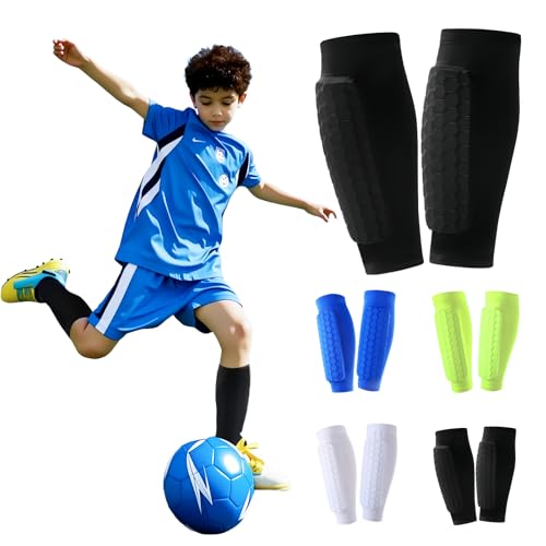 Shyllin 1 Par de Espinheiras de Futebol para Crianças, Respiráveis e Anti-choque para Meninos e Meninas, Ideais para Futebol, Basquetebol, Ciclismo e Caminhadas (Preto, XS)