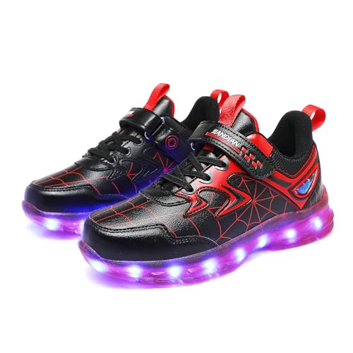 LED Light Up Shoes for Toddler Boys Girls Glow Sneakers with USB Rechargeable Flashing Lights, Non-Slip Sole for Kids Birthday, Christmas & Outdoor Activities Red