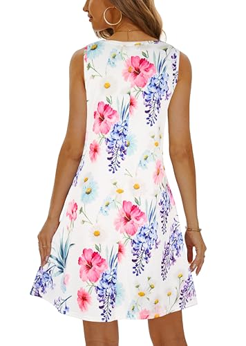 Image of Summer Dresses for Women 2026 Casual Sundresses Beach Cover Ups Sleeveless Tshirt Swing Dress with Pockets