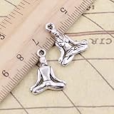 VRUESH 60 Stück Charms Yoga-Praktiker 20 x 16 mm tibetische Silberfarbe Anhänger Antik z Herstellung von DIY Handarbeit Handwerk-Standard