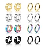 8 Pairs 316L Surgical Stainless Steel Huggie Earrings Hoop Earrings for Women Small Chunky Hoop Earr