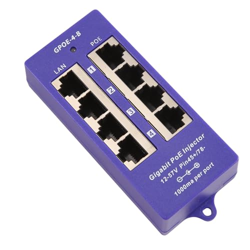 Inyector PoE Pasivo Gigabit 4 Puertos 48V o 24V para Cámara IP y Punto de Acceso WiFi