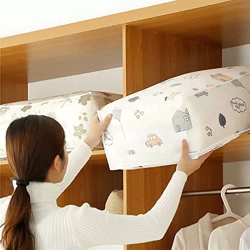Image of YOGJAT Blanket Storage Organizer, Moisture Proof Mildew Proof Dust Proof Quilt Storage Bags, for Storing Quilts Coats, Jackets Home Use Pillows, Blankets(Medium Cloud(58 * 40 * 22 CM) (4)