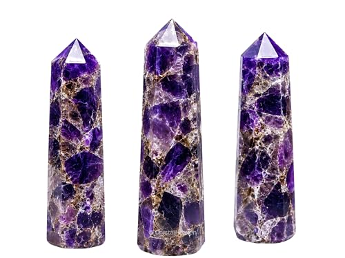 Image of Crystal Heaven Certified Dreamy Amethyst Crystal Tower Obelisk Point for Chakra, Healing and Balancing - AAA Grade Original Certified Gemstone Agate for Reiki Meditation Yoga Spiritual (2-3 Inches)