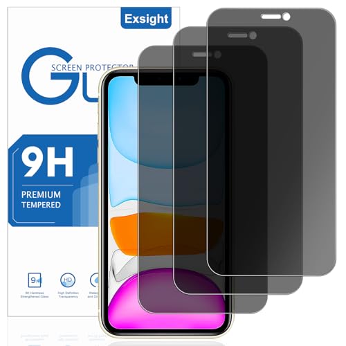 Exsight 3 Stück Sichtschutz für iPhone 11 / XR 6 1 Zoll Anti-Spähen Gehärtetes Glas Schutzfolie Fingerabdruck ID Kompatibel Frei von Kratzern 9H Härte Anti-Öl Anti-Bläschen Kompatibel mit Hülle