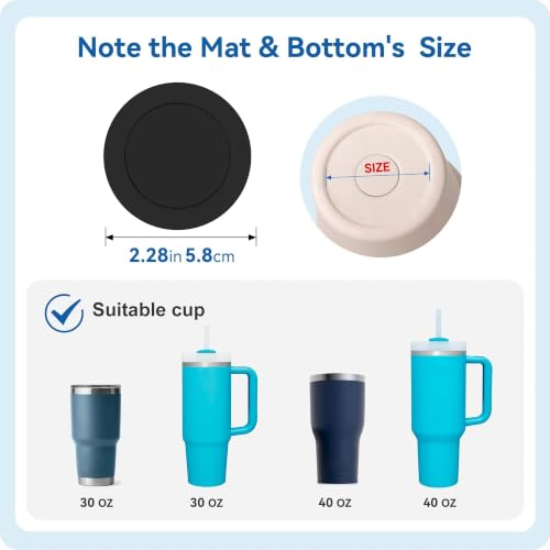 Image of Silicone Bottoms for YETI Rambler Bottle 12 /18 oz, Stanley Cup (2.28 inch 58mm) | 6 Pack Anti-Slip Rubber Pad, Scratch & Noise Reducing, Rubber Bottom Protective, BPA-Free, for Tumbler & Water Bottle