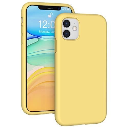 Coque iPhone 11 silicone liquide jaune finie la peur des chutes