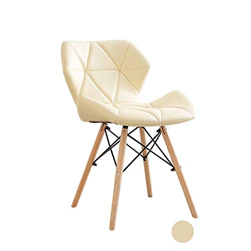 QWEA Sillas de Comedor de Cocina, mostrador, Oficina, salón, sillas de Sala de Estar, Silla de Escritorio con Respaldo y Patas de Metal sólido, Simple y Elegante, Beige