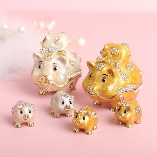Boîte à bijoux cochon mignon Hrippy en émail à charnière