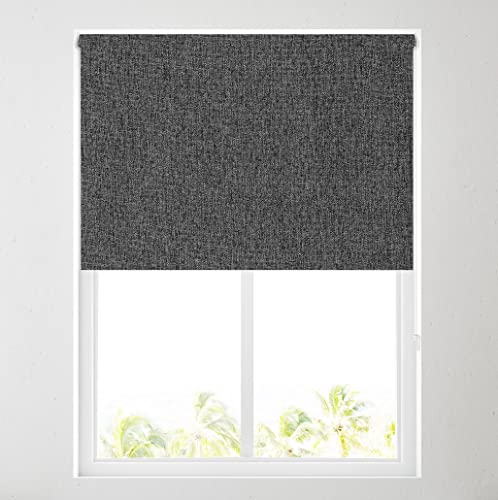 *SALE* Ara Soft Touch Blackout Roller Blinds for Windows, Custom Cut to Size - Black Out Thermal Fabric Durable Fittings Easy Fit - Roller Blind (Charcoal 61cm)