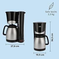 KHG Kaffeemaschine TKA-101SS aus Kunststoff/Metall in schwarz/silberfarben, mit Thermoskanne 1 Liter, Kapazität für 8 Tassen, abnehmbarer Permanentfilter, Wasserstandsanzeige, Tropfstopp – Ansicht 2