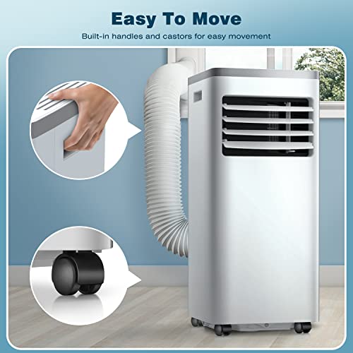 Zafro 8,000 Btu Portable Air Conditioners, Portable Ac Unit With Remote For Room Up To 200 Sq.ft, 3-In-1 Air Conditioner With Digital Display/24Hrs Timer/Installation Kit For Home/Office/Dorms, White&Silver #TOP7