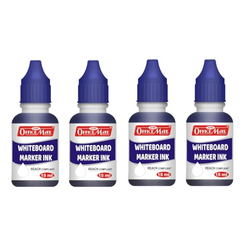 Image of Soni Officemate Whiteboard Marker Ink -15ml | Pack of 4 (Blue)| Smooth, Easy Wipe, Long-Lasting Ink | Eco-Friendly & Bright
