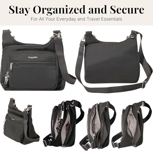 Image of Baggallini Securtex Anti-theft Crossover Crossbody Bag 11 inchw X 8.5 inchh, Rfid, Built-in Wallet, Locking Zippers