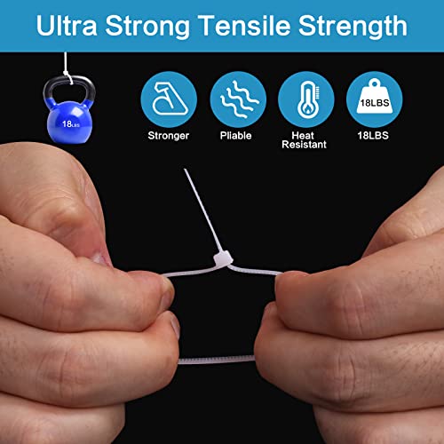 1000 Pcs White Zip Ties, 6 Inch Clear Self-Locking Nylon Cable Ties, Premium Heavy Duty Plastic Wraps Wire Ties For Indoor And Outdoor #TOP3