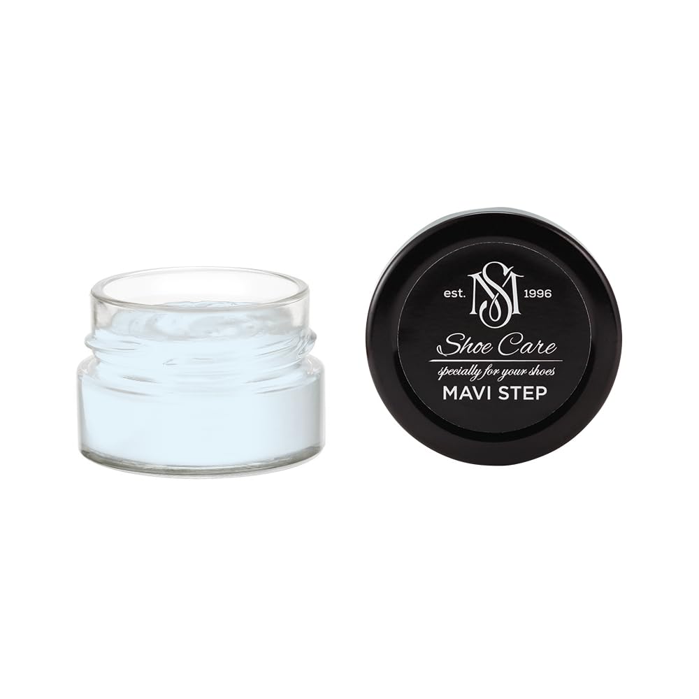 Crème de Cirage Premium - NCS S 0507-B Azur Clair - Soin Nourrissant & Rénovateur de Couleur pour Cuir Lisse par MAVI STEP - 1.70 fl oz / 50 ml
