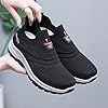 AaaozKjie Black Trainers Women's Sports Shoes Soft Sole Slip On Mesh Breathable Colour Block Sole Casual Style White Trainers Women, black, 8.5 UK #3