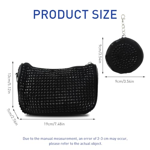 Image of Zibuyu Crossbody Bags for Women, Cross Body Bag for Woman, Black Diamond-Embellished Shoulder Bag Daily Bag with Adjustable Shoulder Belt Sling Bag for Girls Shoulder Crossbody Bags for Girls Daily