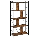 VASAGLE Bookshelf, 5-Tier Bookcase, Storage Shelving Unit, Display Shelf with Open Compartments for Living Room Home Office, Bedroom, Industrial, 11.8' D x 29.1' W x 59.1' H, Rustic Brown + Black