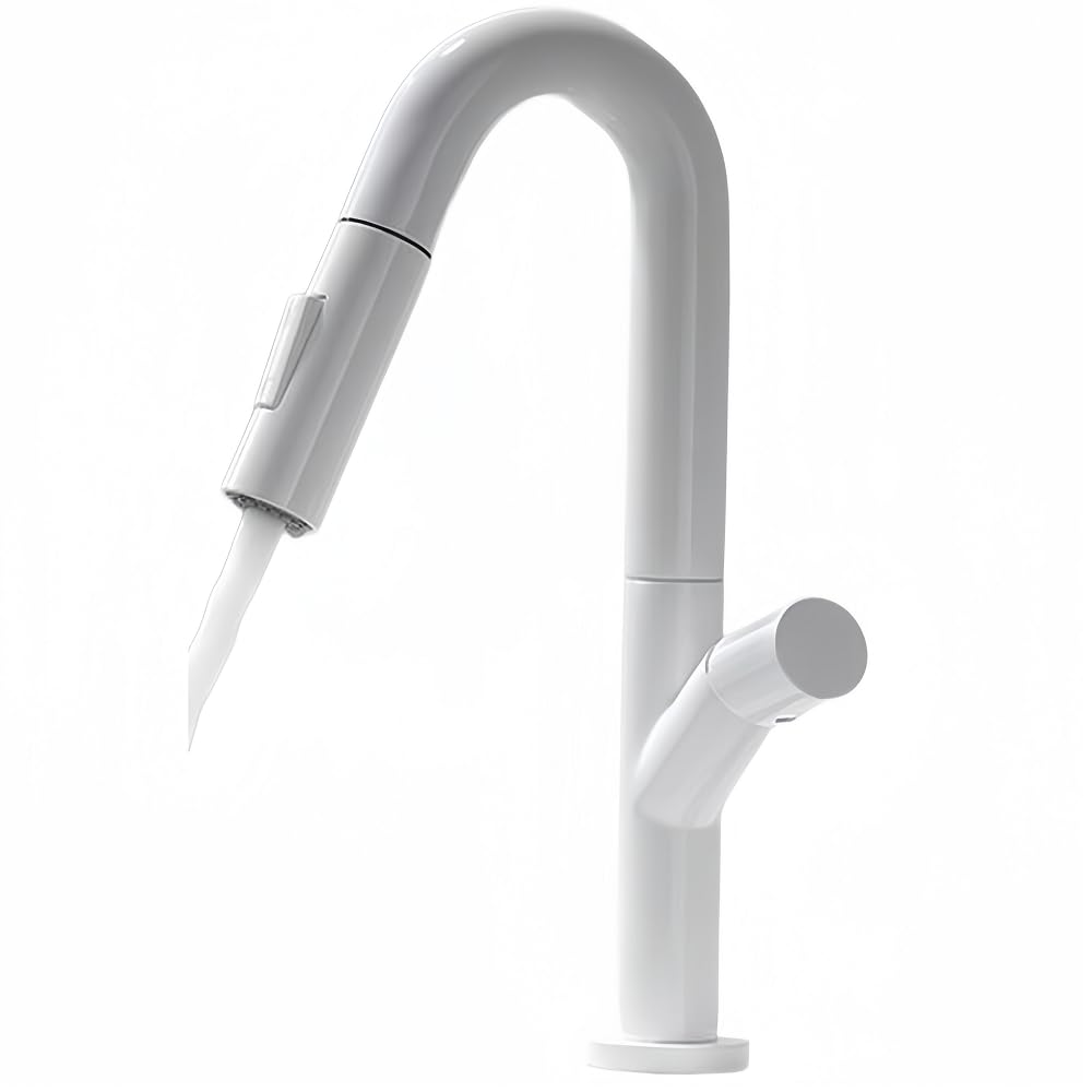 ZYCHSJXA Gray Bathroom Basin Hot and Cold Mode Water Outlet Pull Faucet (White)