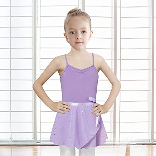 Vieille Dance Leotard with Skirt Ballerina Dress for Toddler Girls 5T Ballet Dress for Little Girls 4T Purple - Thumbnail 3