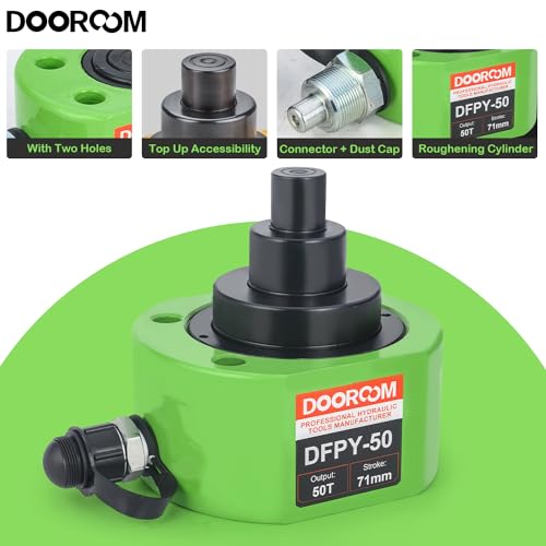 Image of 50T 2.6 inch Stroke Hydraulic Cylinder Portable Low Profile Jack Sets Multi-Acting Porta Power Ram Jack Kits Lifting Cylinder