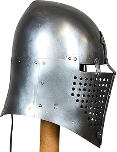 Medieval Knight Templar Crusader Helmet Combat Head Armor Helmet Greathelm LARP Warrior Cosplay Costume for Adult
