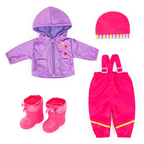 Vêtements de poupée Bayer Design 84200AG : ensemble rose et violet avec salopette et bottes