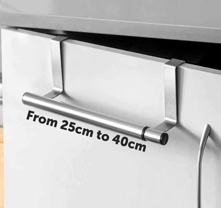 biyya® Over The Door Towel Rail Extendable Tea Towel Holder for Cupboard Drawer Cabinet Ideal Kitchen Bathroom Extends 25cm to 40cm