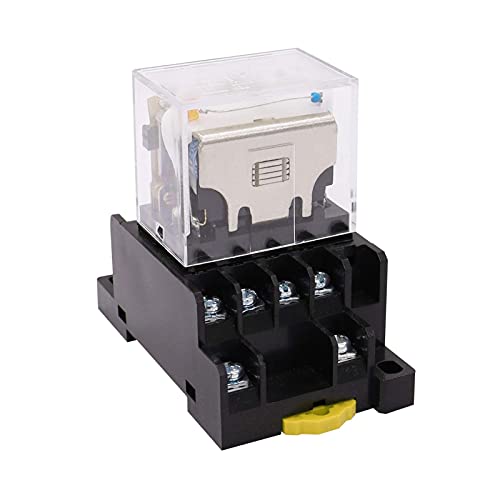 Relé electromagnético 4PDT de 14 pines con zócalo y bobina AC 110V para automatización industrial